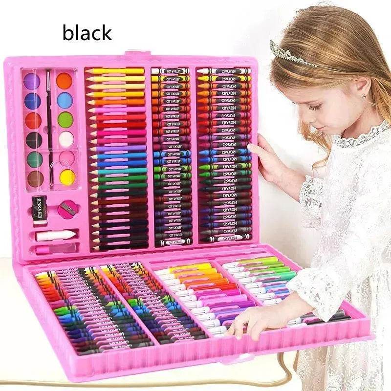 Double Panel Easel Version Watercolor Pen Set Brush Crayon Oil Pastel Children Painting Coloring Drawing Art set. - Velora