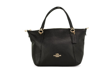 Coach Kacey Black Leather Top Zip Satchel Crossbody Bag