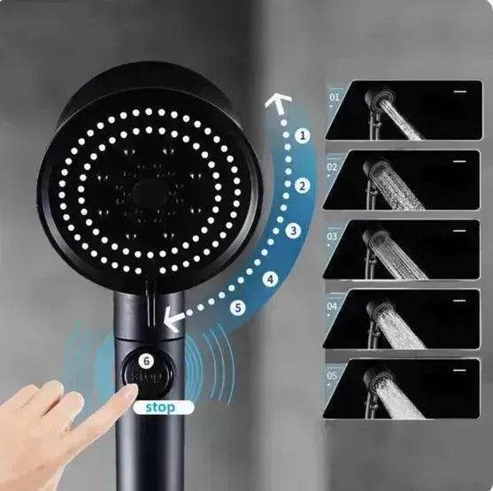 Five-color Wind Turbine Shower Head 56 Speed Water Silicone Shower Head - Velora