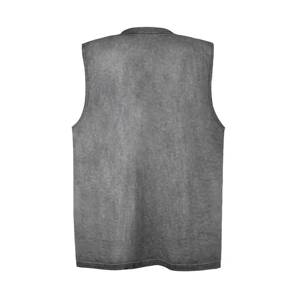 Flame Letter Puff Print Casual Vest - Velora