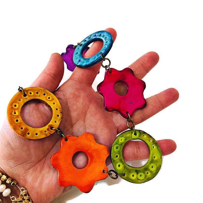 Bright Floral Statement Necklace Handmade