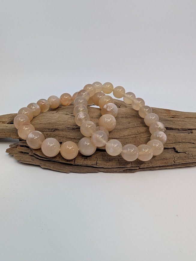 Flower Agate Bracelet — 11mm & 9mm Beads