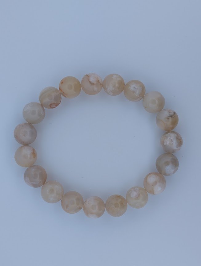 Flower Agate Bracelet — 11mm & 9mm Beads