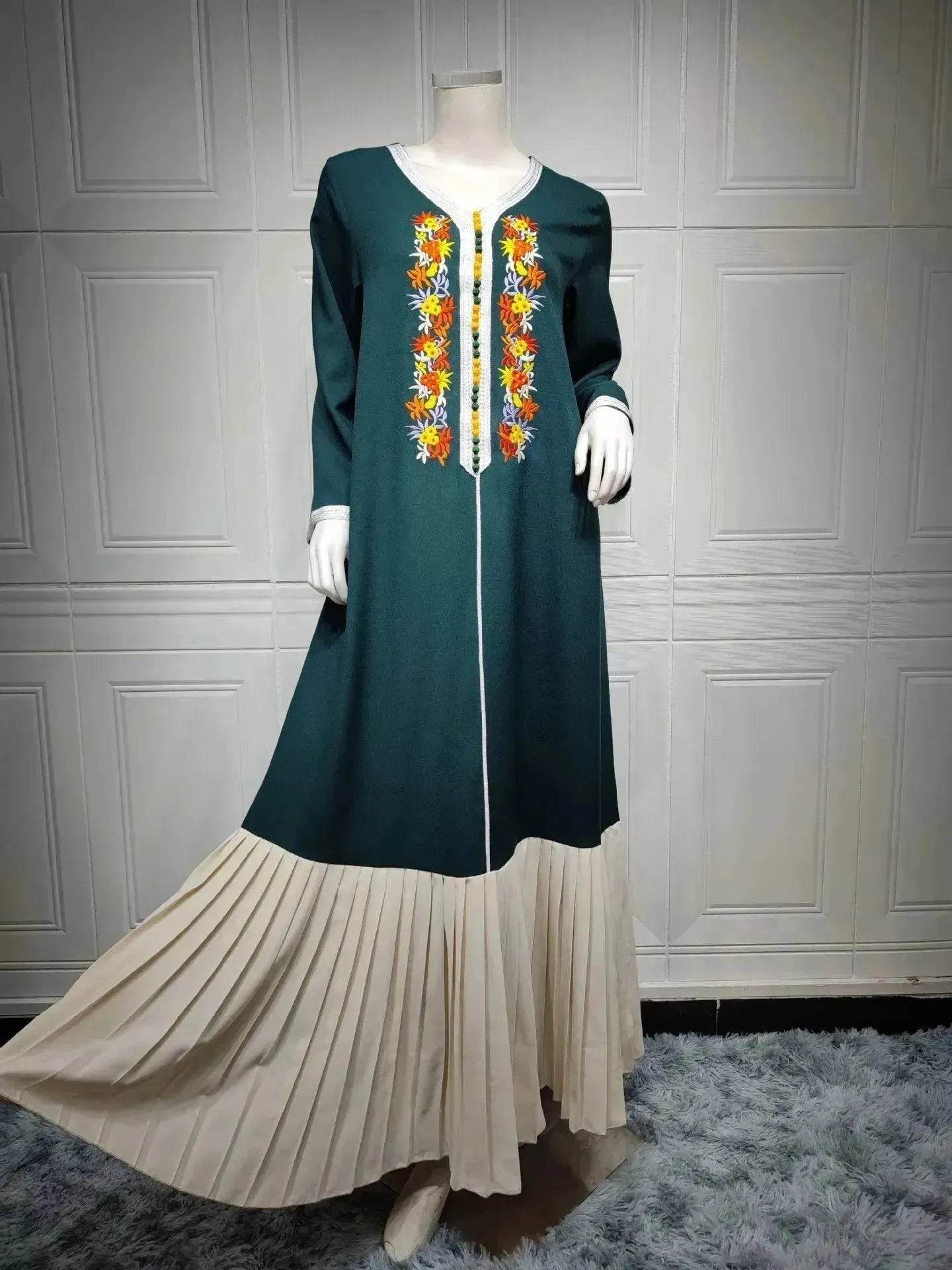 Four Seasons Embroidered Lace Chiffon Dubai Robe - Velora