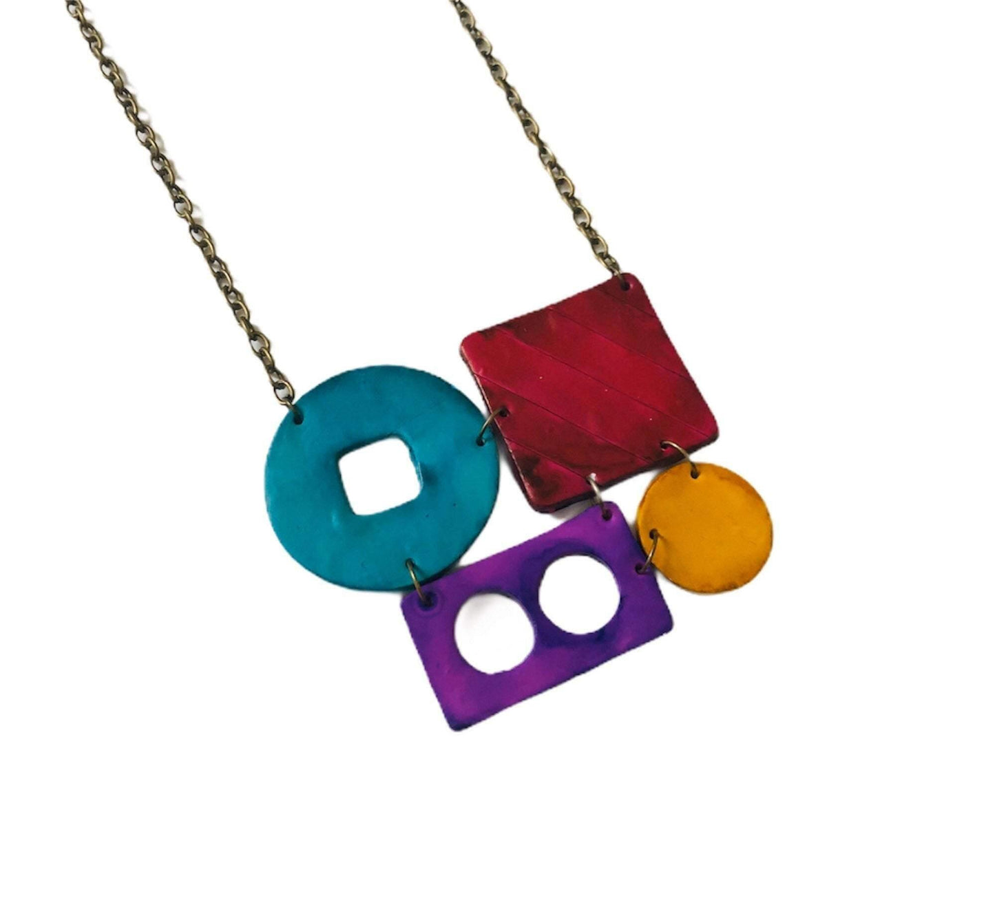 Funky Statement Necklace with Bold Colorful Geometric Style - Velora Luxury Fashion