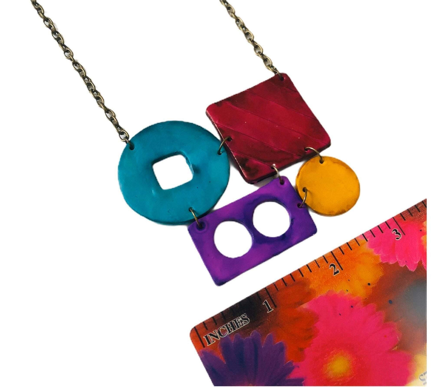 Funky Statement Necklace with Bold Colorful Geometric Style - Velora Luxury Fashion