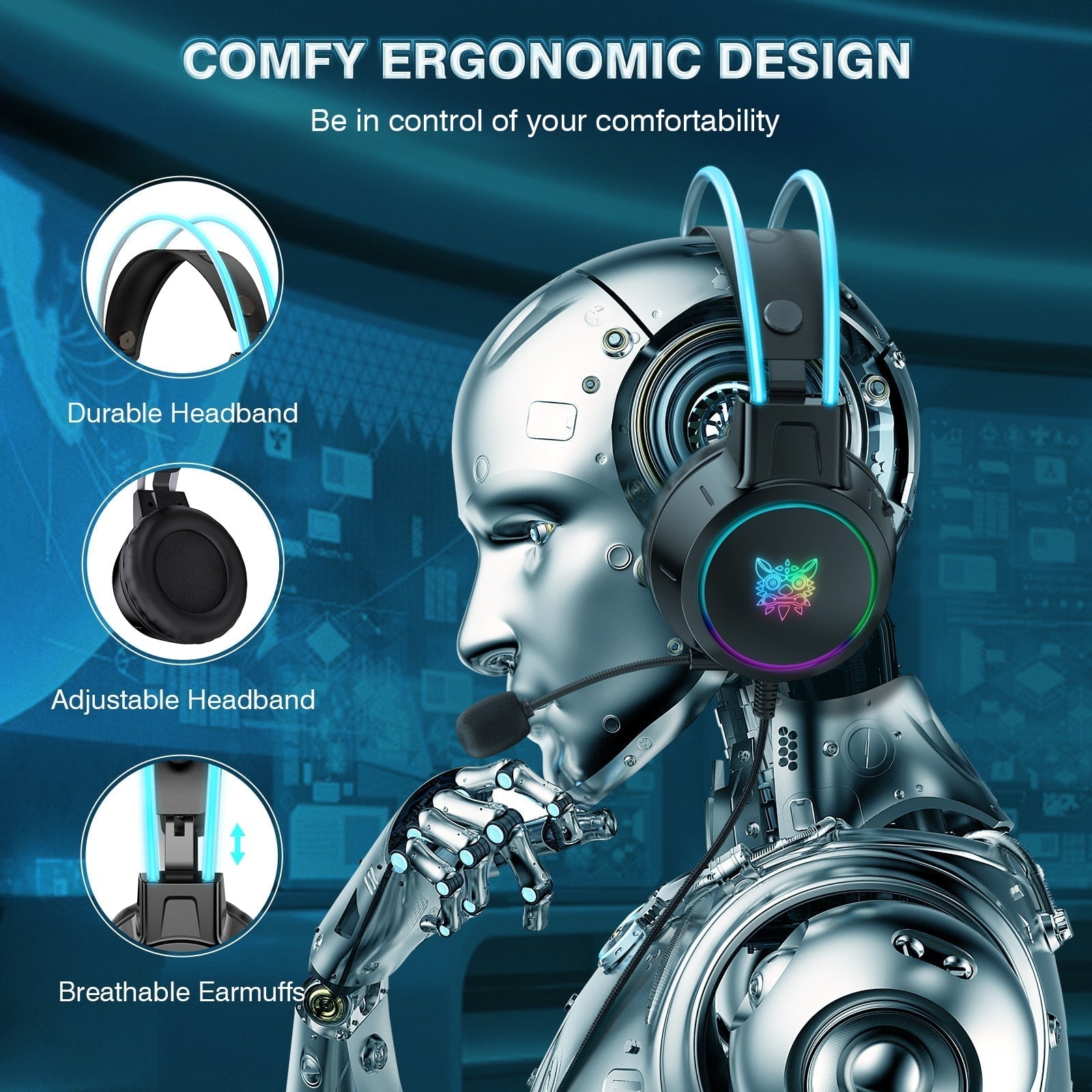 ONIKUMA X15Pro RGB Gaming Headset USB Wired 3.5mm Stereo - Velora Luxury Fashion
