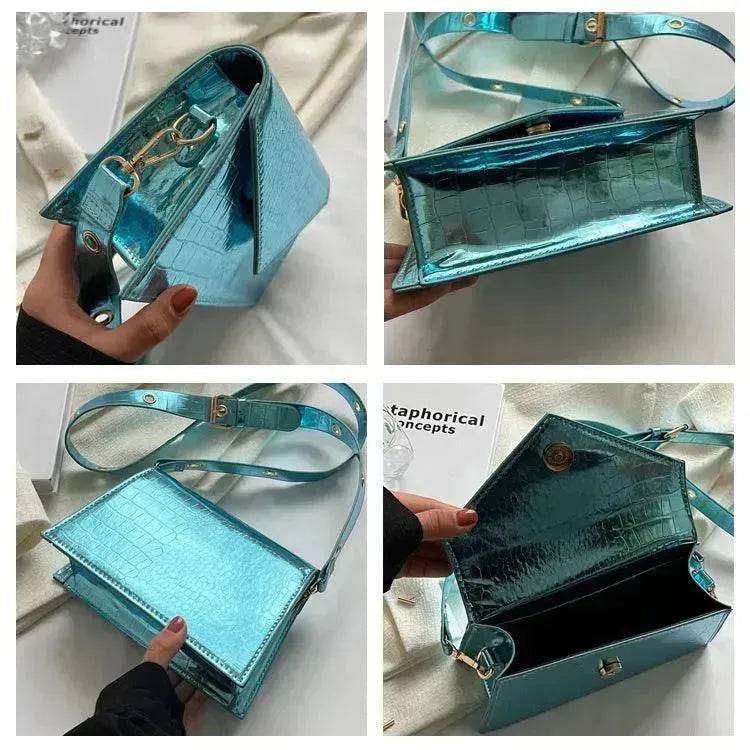 Glossy Stone Pattern Shoulder Crossbody HandBag