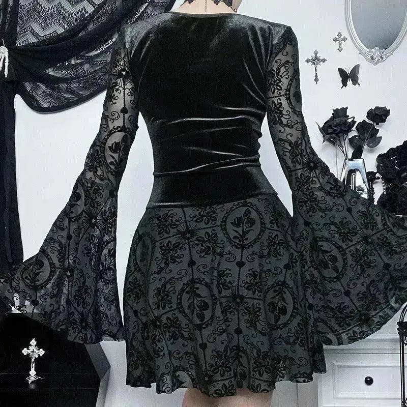 Gothic Vintage Fashion Elegant Classy Retro Mini Black Dress - Velora