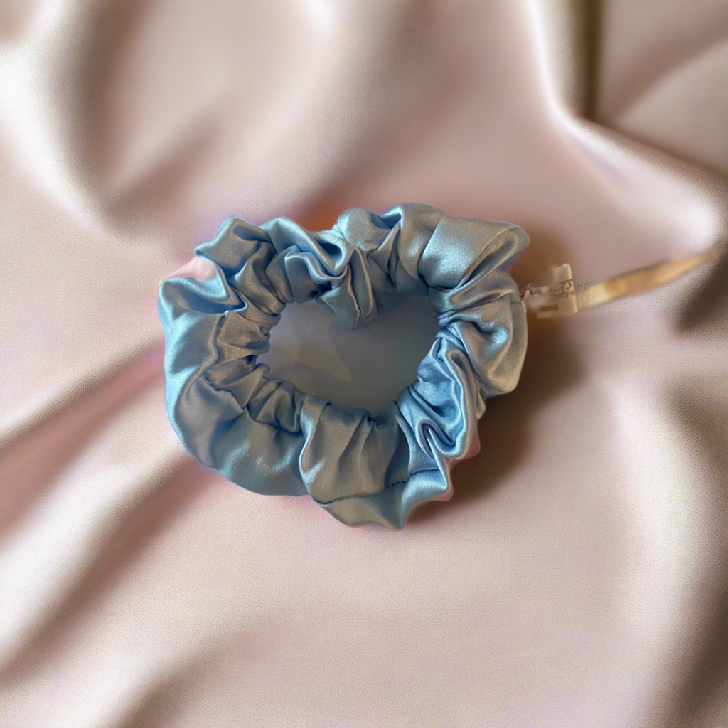 Silk Hair Scrunchie Light Blue - Velora