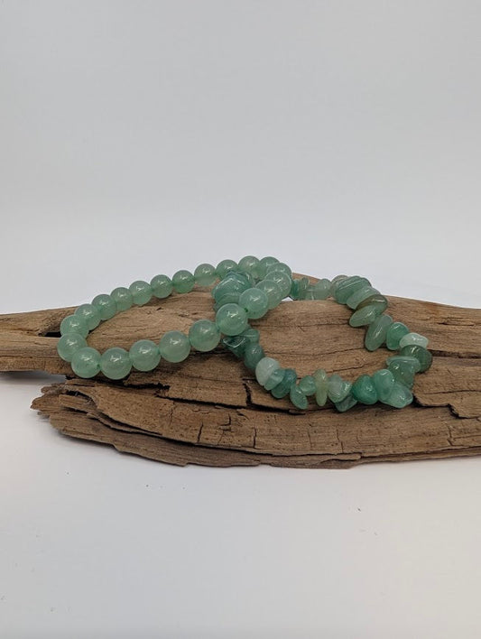 Green Aventurine Bracelet — 8mm Round or Chip