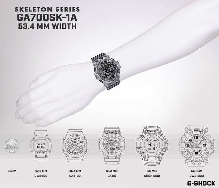 CASIO G-Shock Analog-Digital Semi-Transparent Resin Clear/Black | GA700SK-1A