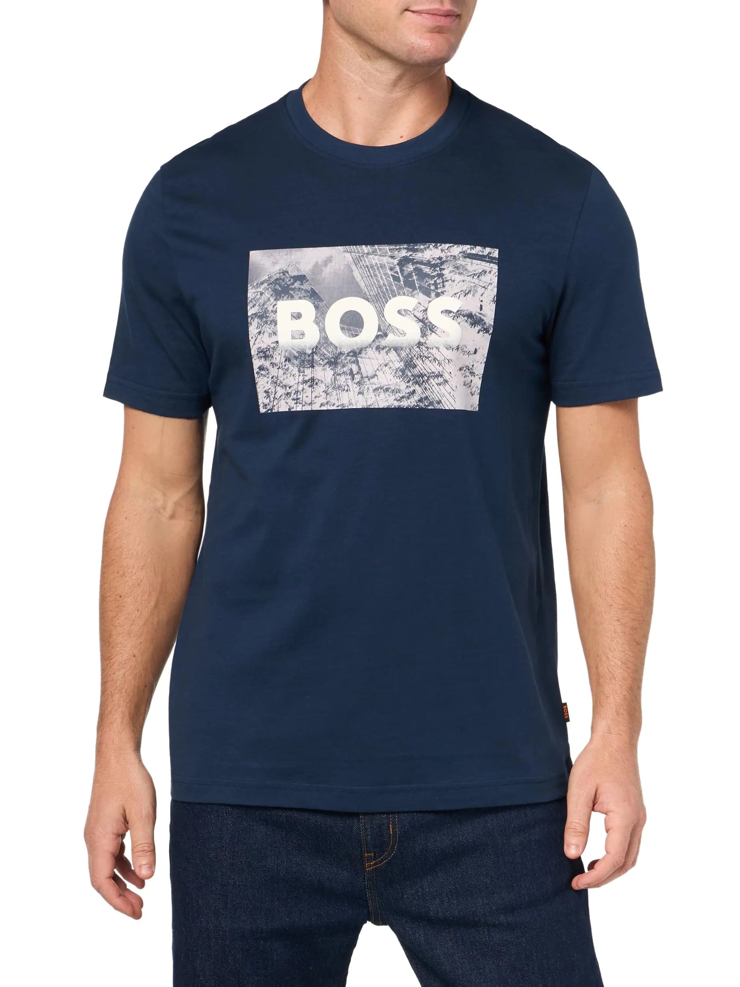 BOSS Urban Panorama Big Logo Cotton Tee - Blueberry XXL