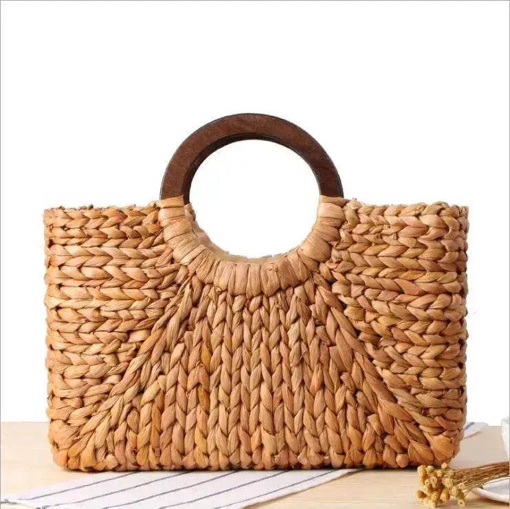 Hand-woven Summer Beach bag Mori solid color large capacity - Velora