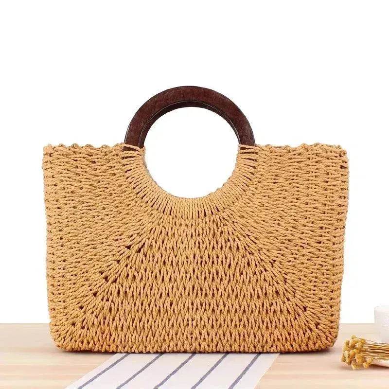 Hand-woven Summer Beach bag Mori solid color large capacity - Velora