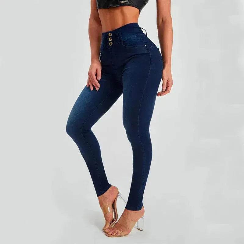 High Waist Jeans Women's Skinny Trousers Tight Stretch Shaping And Hip Lifting Pants - Velora