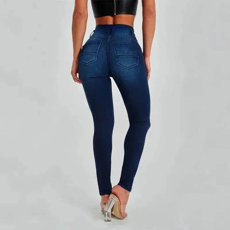 High Waist Jeans Women's Skinny Trousers Tight Stretch Shaping And Hip Lifting Pants - Velora