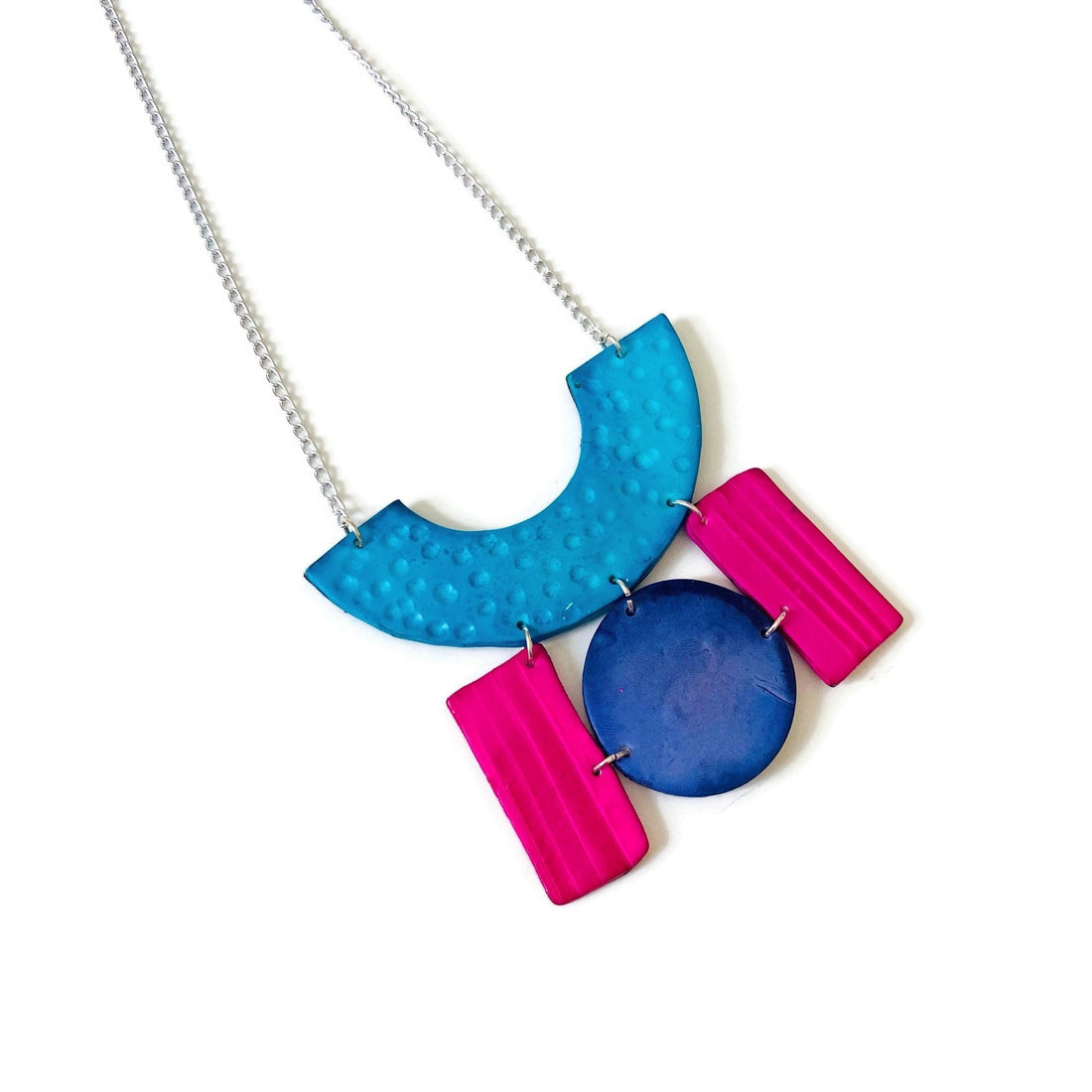 Chunky Statement Necklace in Turquoise, Denim Blue & Pink - Velora Luxury Fashion