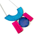 Chunky Statement Necklace in Turquoise, Denim Blue & Pink - Velora Luxury Fashion
