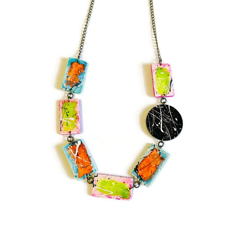 Bold Colorful Beaded Statement Necklace- Paint Spalsh - Velora Luxury Fashion