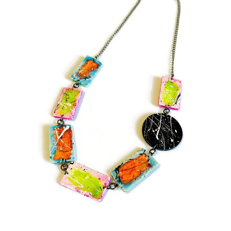 Bold Colorful Beaded Statement Necklace- Paint Spalsh - Velora Luxury Fashion