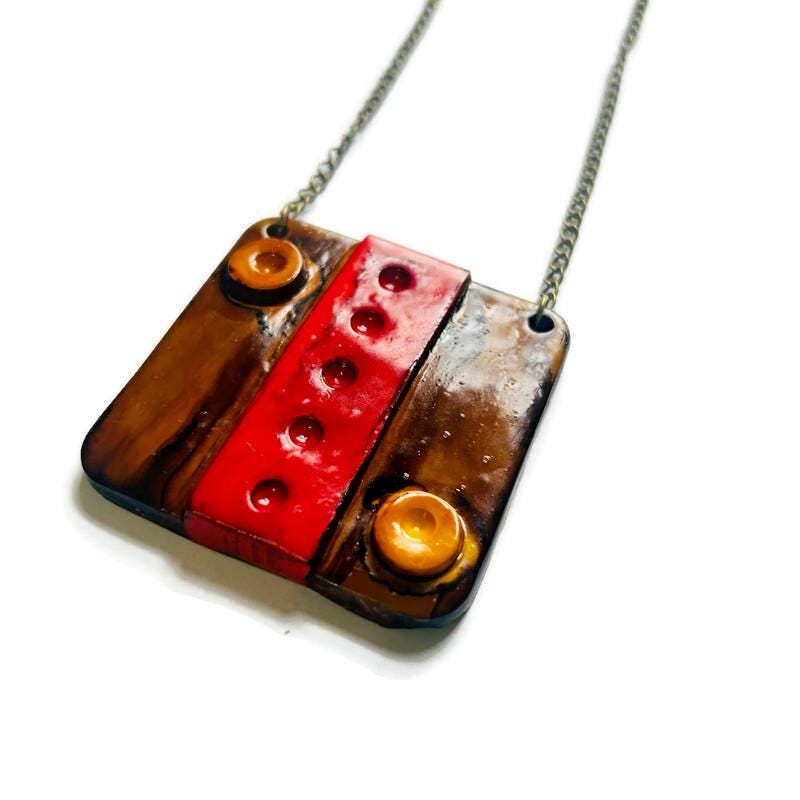 Orange Square Statement Pendant Necklace - Velora Luxury Fashion