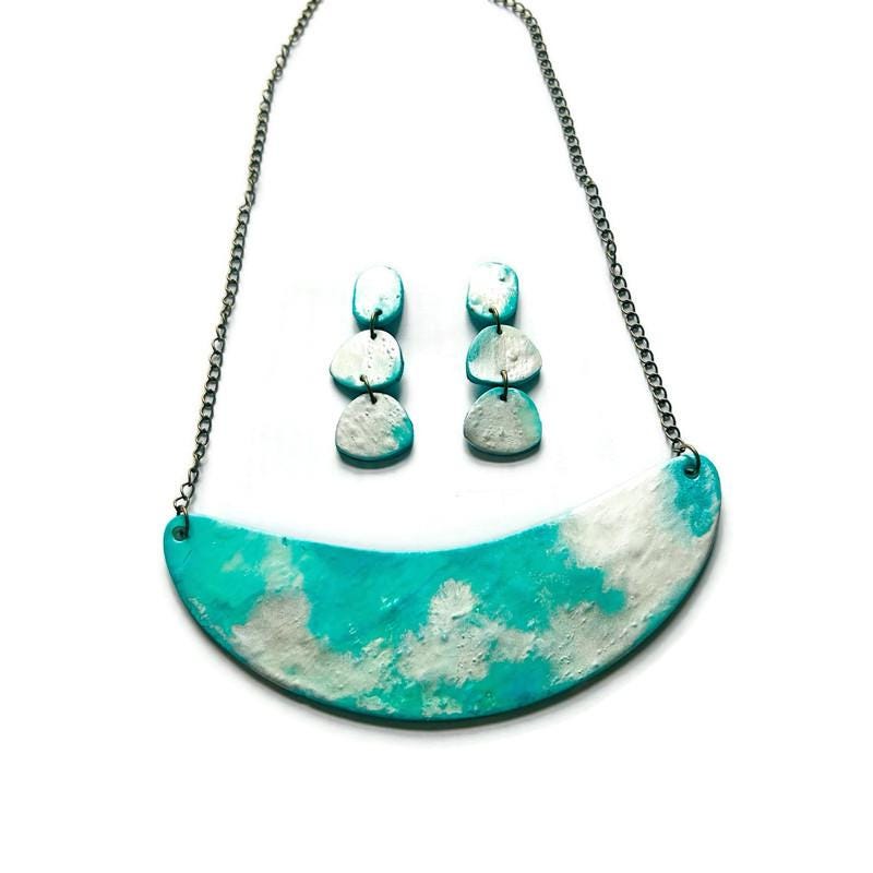 Turquoise and Silver Statement Necklace Handmade - Velora Luxury Fashion