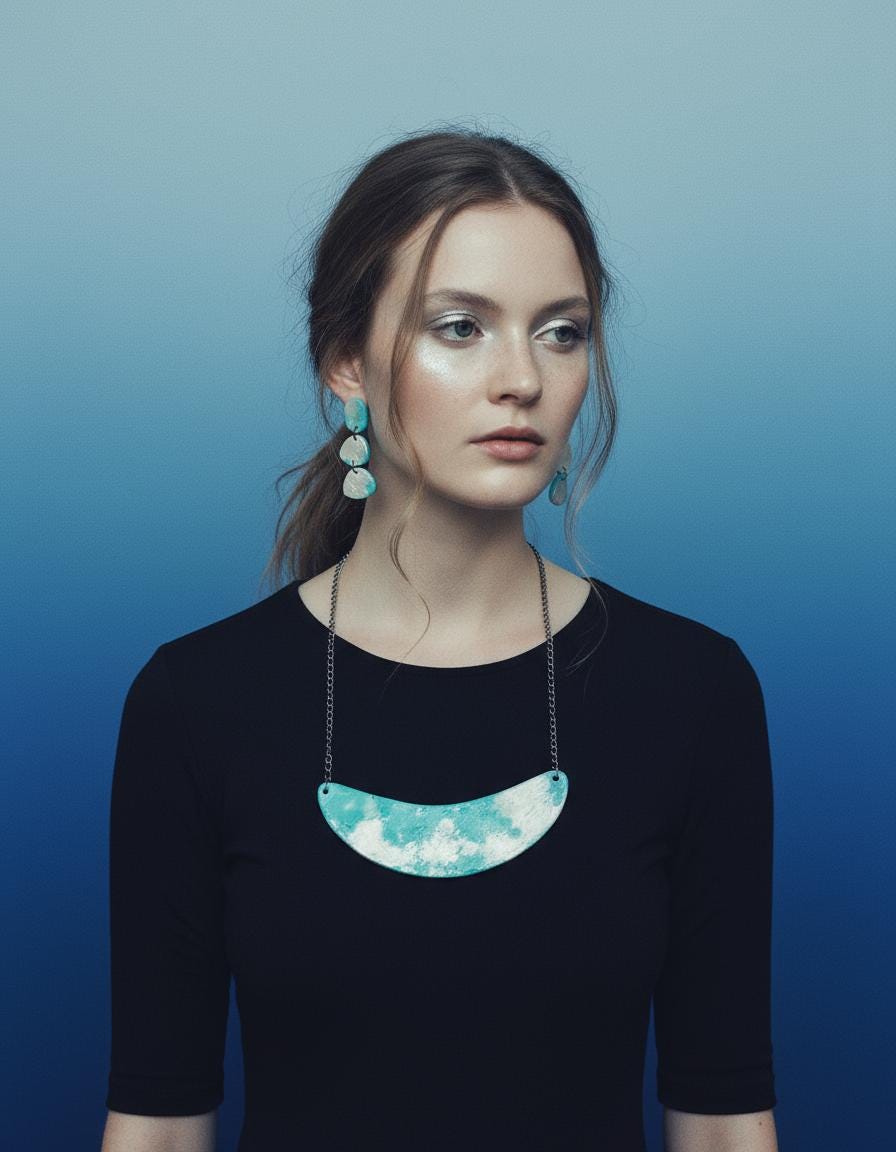 Handmade Necklace & Earrings Set in Turquoise and Silver - Velora Luxury Fashion