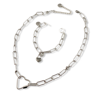 Silver Heart and Lock Set