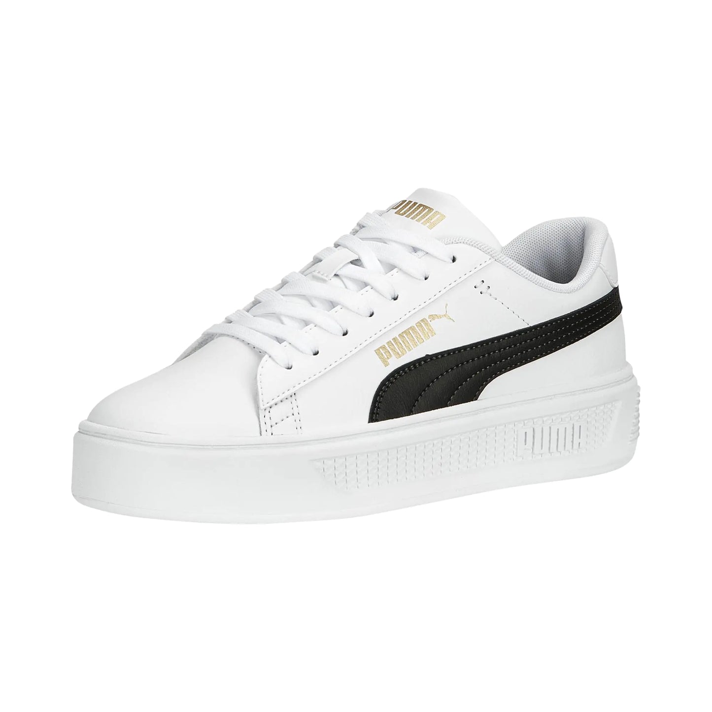PUMA Womens Smash Platform V3 Sneaker PUMA Womens White-PUMA Womens Black-PUMA Womens Gold 10.5