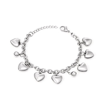 Heart & Sphere Charm Bangle