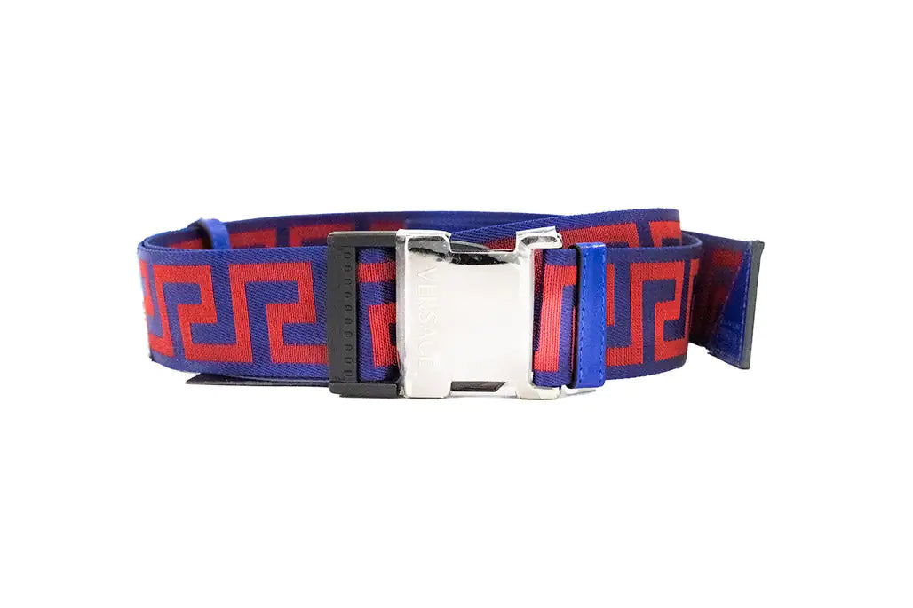 Versace Lapis & Scarlet Greek Key Belt