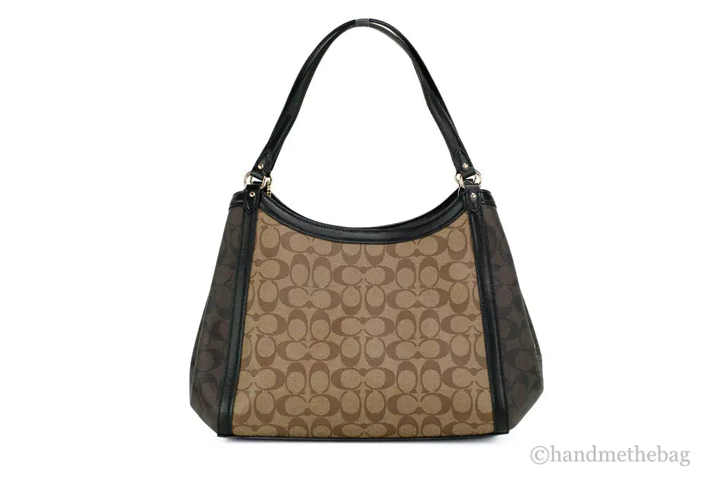 Coach (C6831) Kristy Medium Signature Khaki Brown Block Canvas Shoulder Handbag