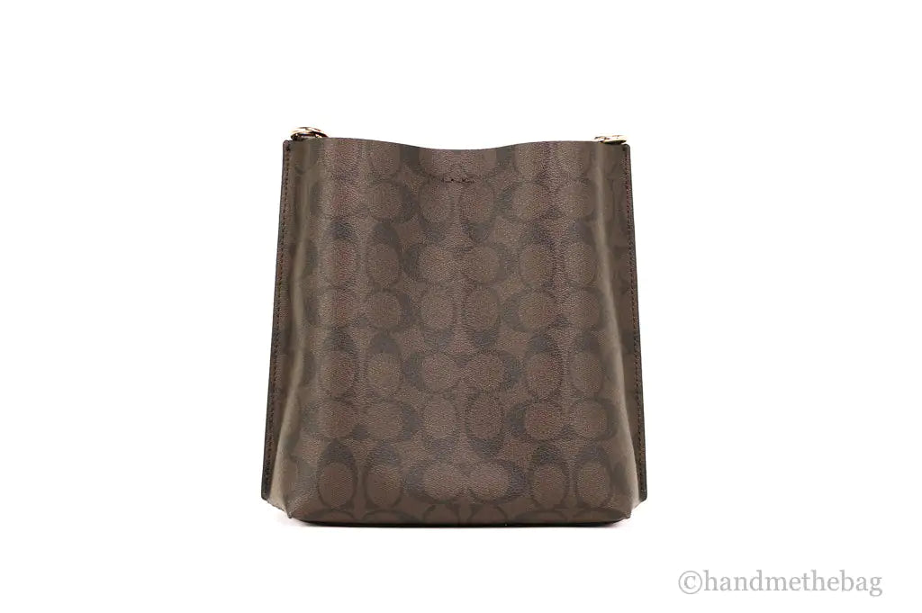 Coach (CA582) Mollie 22 Small Brown Black Coated Canvas Bucket Crossbody Handbag