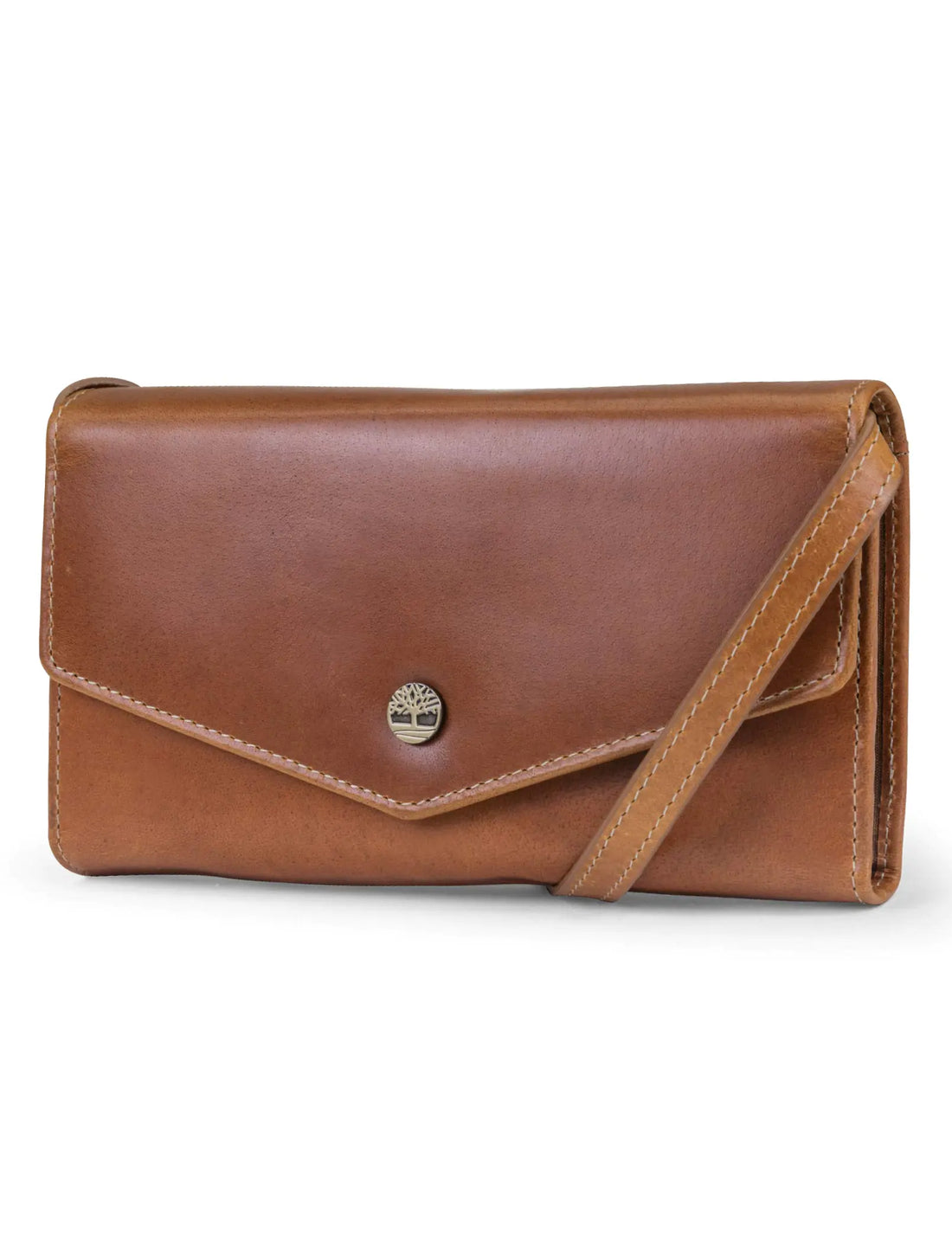Timberland RFID Leather Wallet Phone Bag with Detachable Crossbody Strap Cognac (Buff Apache)