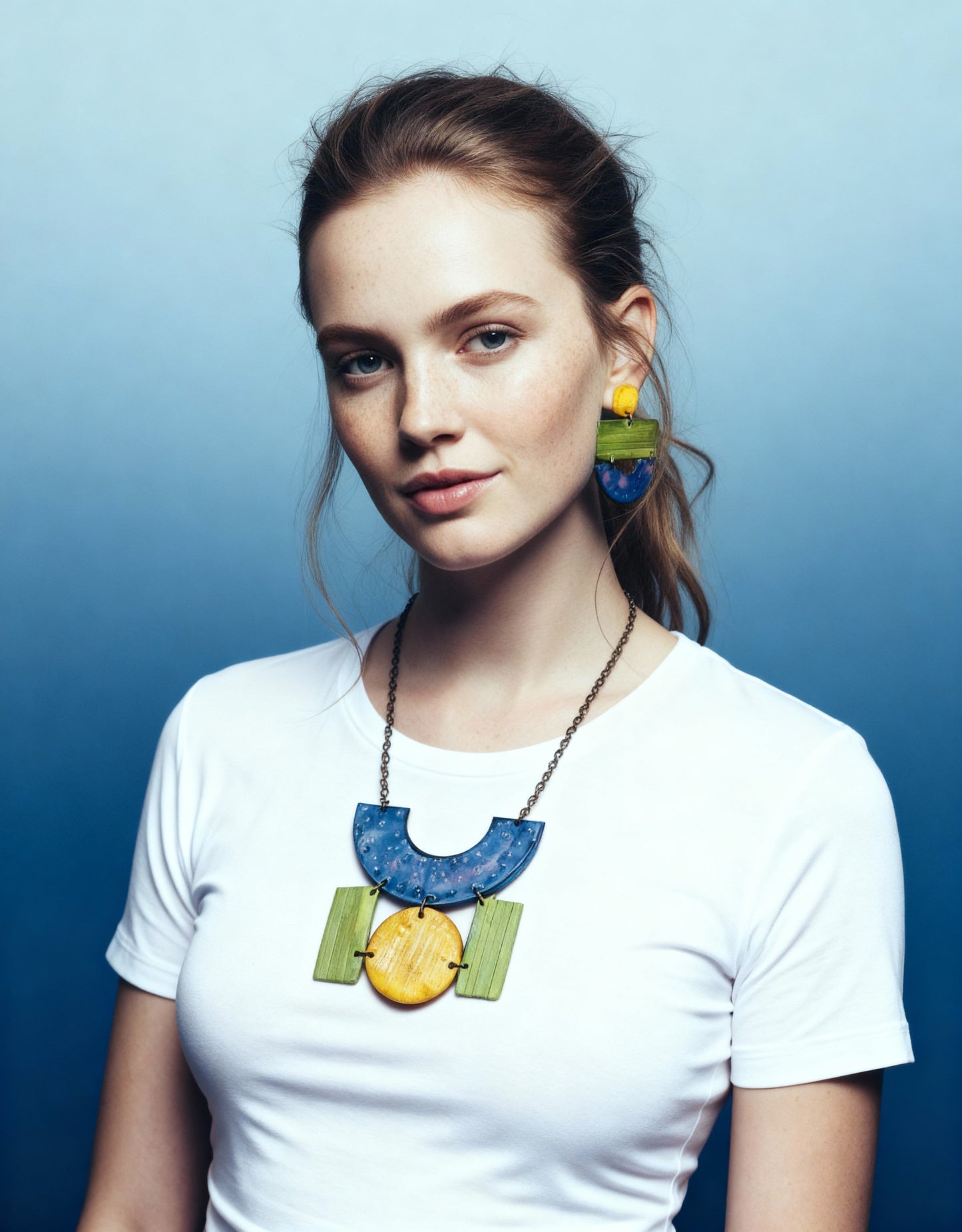 Colorful Painted Statement Necklace with Geometric Design - Velora Luxury Fashion