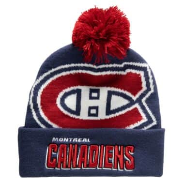 NHL CANADIENS Mitchell & Ness Puch Out Knit Hat with Pom KTPX22016MCAB - Velora