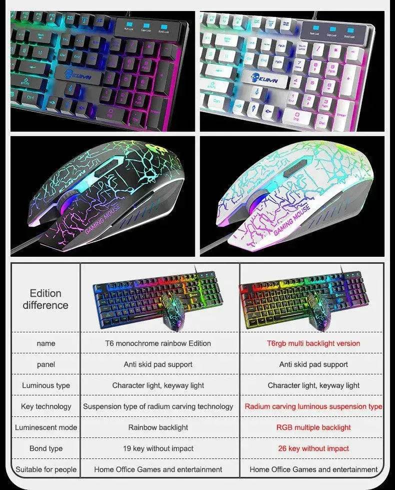 Kuiying T6RGB Luminous Keyboard And Mouse Set - Velora