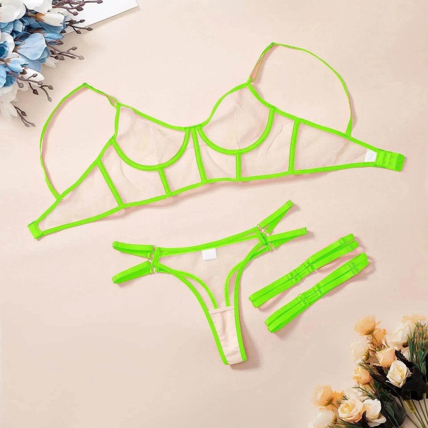 Lace Mesh Girl Lingerie Set - Velora