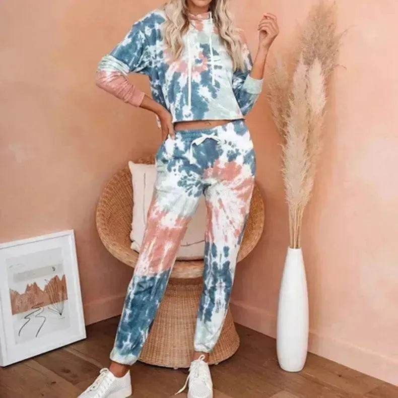 Ladies Casual Long-sleeved Tie-dye Printing Ladies Casual Suit - Velora