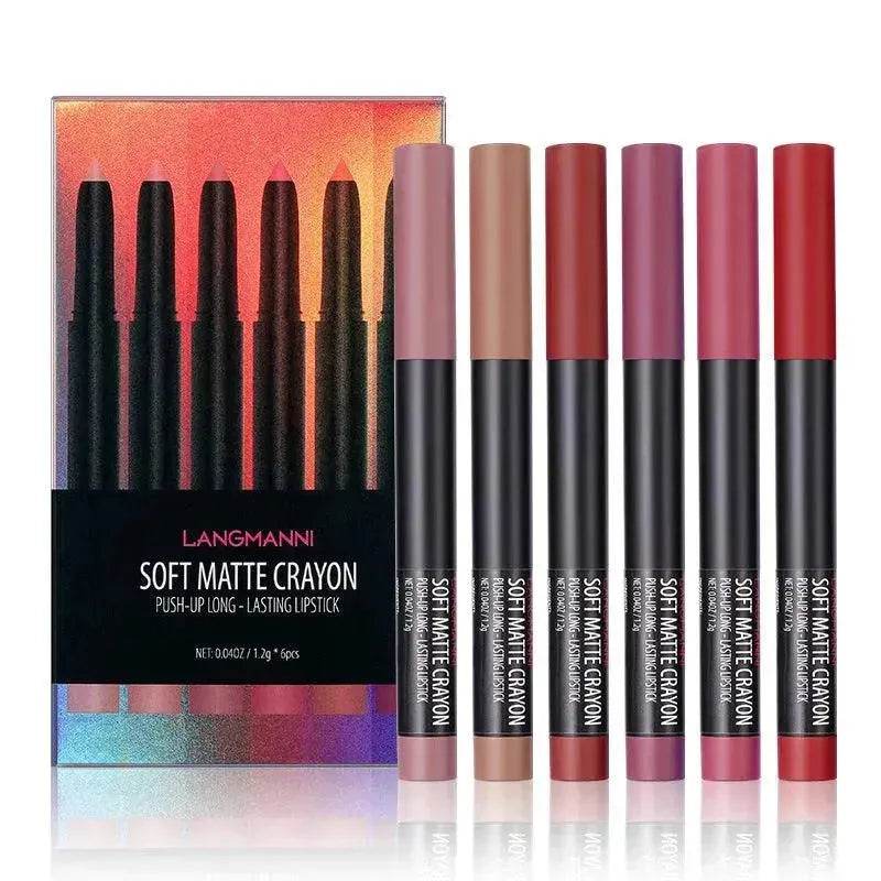 Langmanni Makeup Lipstick Set Of Six Matte Matte Lipsticks Lip Gloss Set - Velora