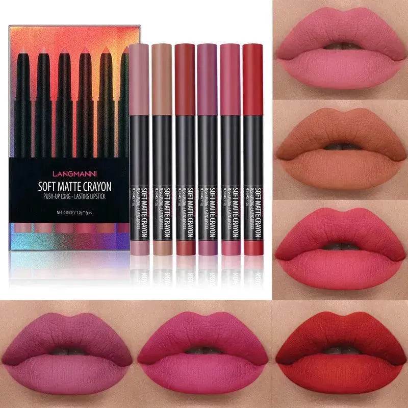 Langmanni Makeup Lipstick Set Of Six Matte Matte Lipsticks Lip Gloss Set - Velora
