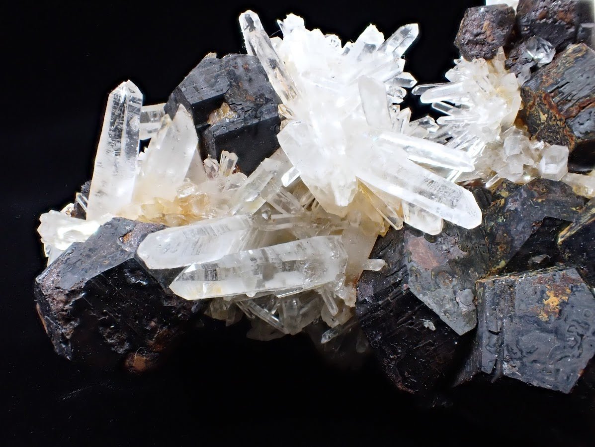Large Black Pyrite & Quartz Cluster – Fengjiashan Mine (522g)