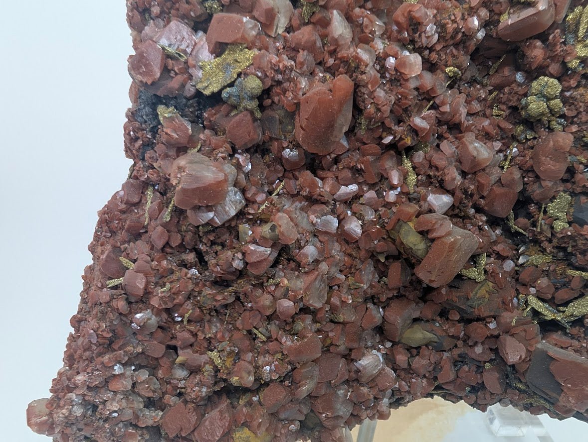 Large Museum-Quality Red Calcite with Pyrite 10 x 8in. 4.67kg- Daye Mine, Hubei Province, China