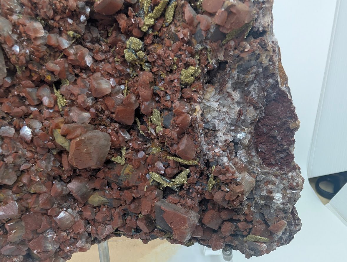 Large Museum-Quality Red Calcite with Pyrite 10 x 8in. 4.67kg- Daye Mine, Hubei Province, China