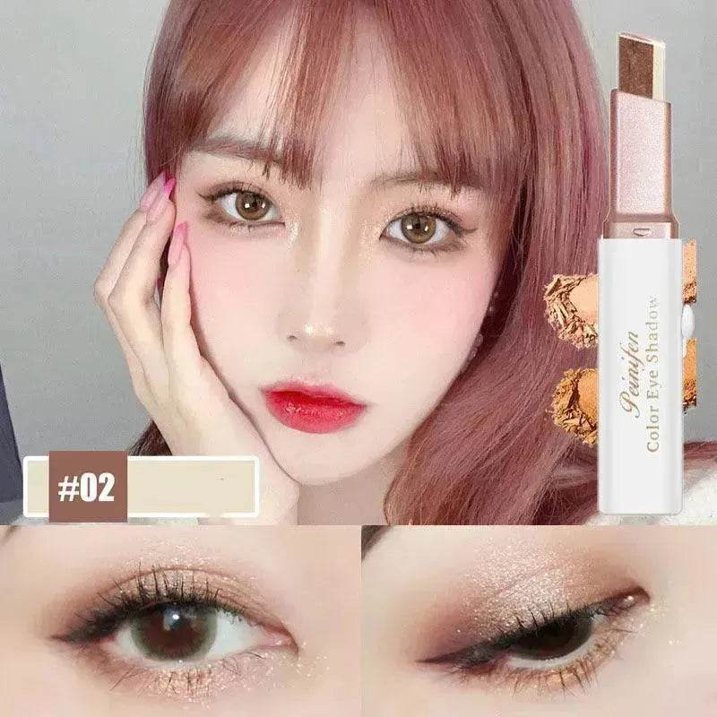 Lazy Eyeshadow Stick Stereo Gradient Shimmer Double Color Eye Shadow Pen Waterproof Easy To Wear Eyeshadow - Velora