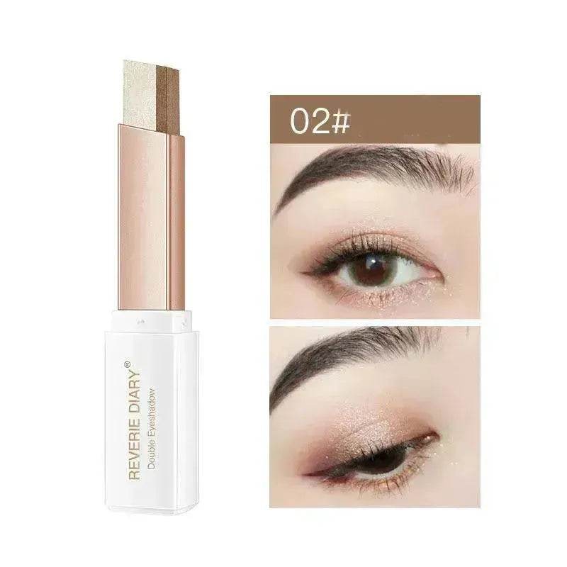 Lazy Eyeshadow Stick Stereo Gradient Shimmer Double Color Eye Shadow Pen Waterproof Easy To Wear Eyeshadow - Velora