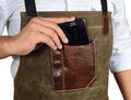 Leather Canvas Apron - Seaweed Green - Velora Luxury Fashion
