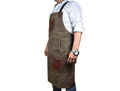 Leather Canvas Apron - Seaweed Green - Velora Luxury Fashion