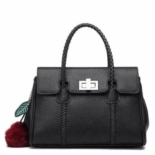 Leather handbags lychee pattern handbag - Velora